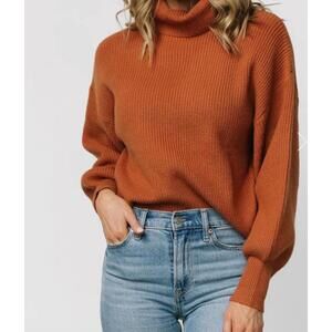 American Eagle Ribbed Burnt Orange Turtle Neck Long Sleeve Women's XS